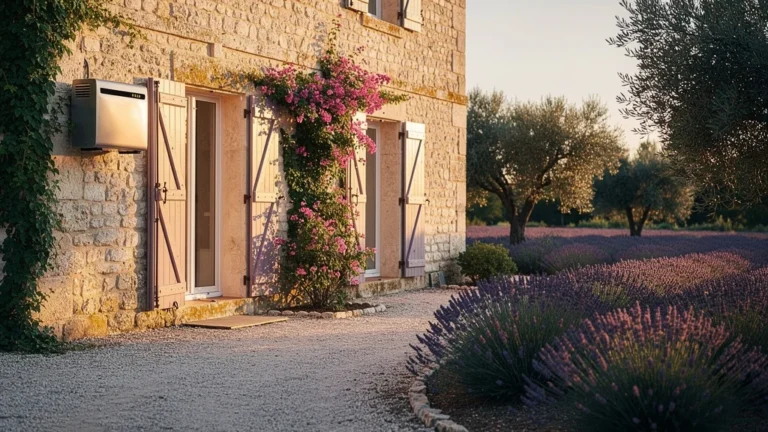 Mas provençal ancien avec climatisation réversible moderne intégrée, ambiance champêtre ensoleillée
