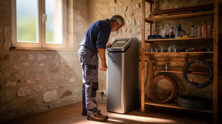 Adoucisseur d'eau installé dans une maison varoise, inspection par plombier chauffagiste expérimenté
